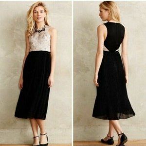 Anthropologie Black and Gold Art Deco Dress